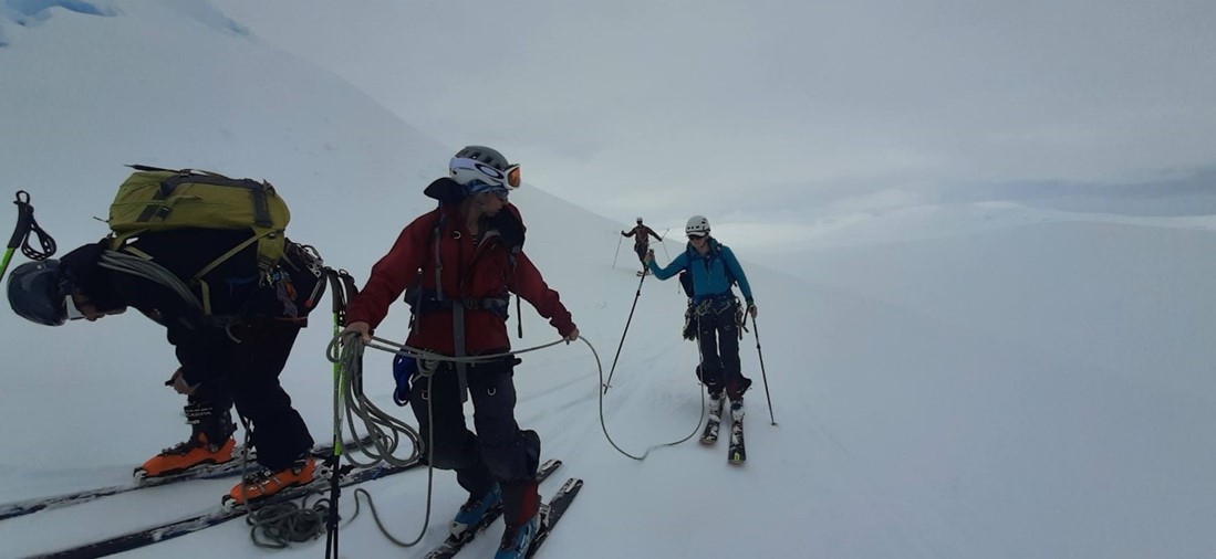 Rope management for safe glacier travel (Credit, Richard Simpson)