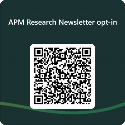 QR to register for APM's Research Newsletter