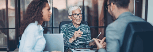 Group of business person in discussion in the office