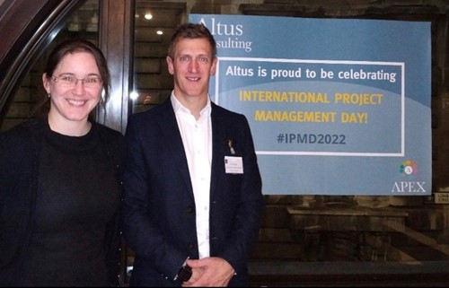 The APM Board Chair Milla Mazilu and the Altus Consulting Delivery Director Steve Hawes at a recent Altus event